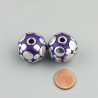 Perlina foro largo grande viola con cerchi d'argento su di esso 13.5x8.5mm 1pz