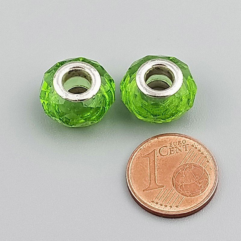 Perlina foro largo verde 13.5x8.5mm 1pz