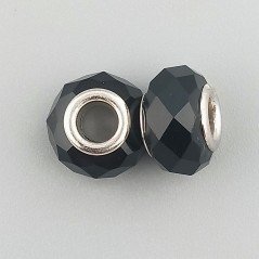 Perlina foro largo nera 13.5x8.5mm 1pz Perlina foro largo nera 13.5x8.5mm 1pz