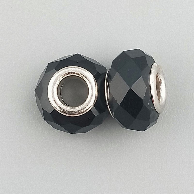 Perlina foro largo nera 13.5x8.5mm 1pz Perlina foro largo nera 13.5x8.5mm 1pz