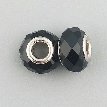 Perlina foro largo nera 13.5x8.5mm 1pz