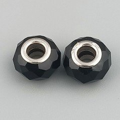 Perlina foro largo nera 13.5x8.5mm 1pz Perlina foro largo nera 13.5x8.5mm 1pz