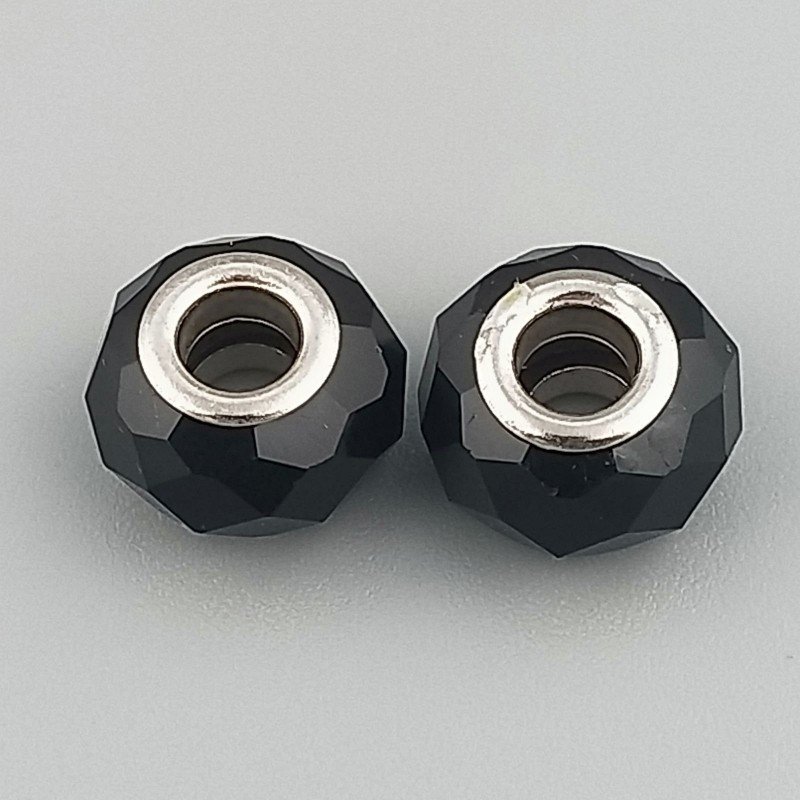 Perlina foro largo nera 13.5x8.5mm 1pz Perlina foro largo nera 13.5x8.5mm 1pz