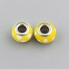 Perlin foro largo whote punteggia sul giallo 13.5x8.5mm 1pz