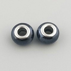 Perlina foro largo blu scuro diamantate 13.5x8.5mm 1pz