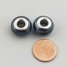 Perlina foro largo blu scuro diamantate 13.5x8.5mm 1pz