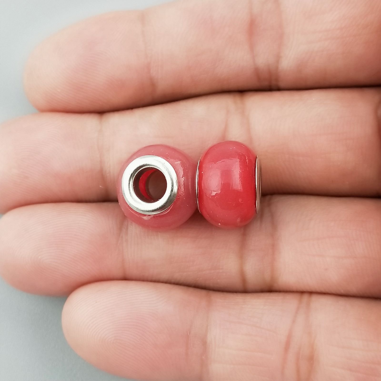 Perlina foro largo rosso 13.5x8.5mm 1pz