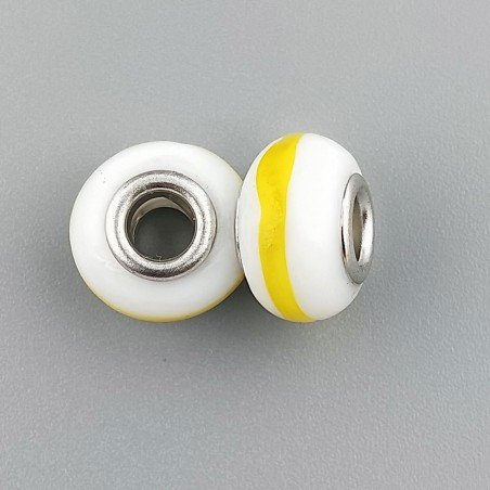 Perlina foro largo giallo e bianco13.5x8.5mm 1pz