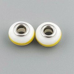 Perlina foro largo giallo e bianco13.5x8.5mm 1pz Perlina foro largo giallo e bianco13.5x8.5mm 1pz