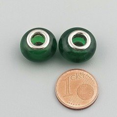 Perlina foro largo verde 13.5x8.5mm 1pz