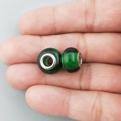 Perlina foro largo verde 13.5x8.5mm 1pz