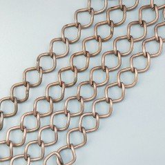 Catena Di Rame Forma Rombo Twist 11X14mm-Rame Antico 1mt