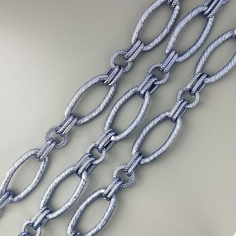 Catena Di Alluminio Forma Ovale Smaltato 13X28mm-Greco Ciano 1mt