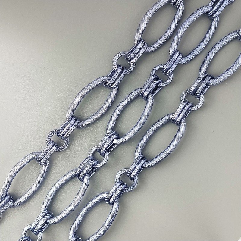 Catena Di Alluminio Forma Ovale Smaltato 13X28mm-Greco Ciano 1mt
