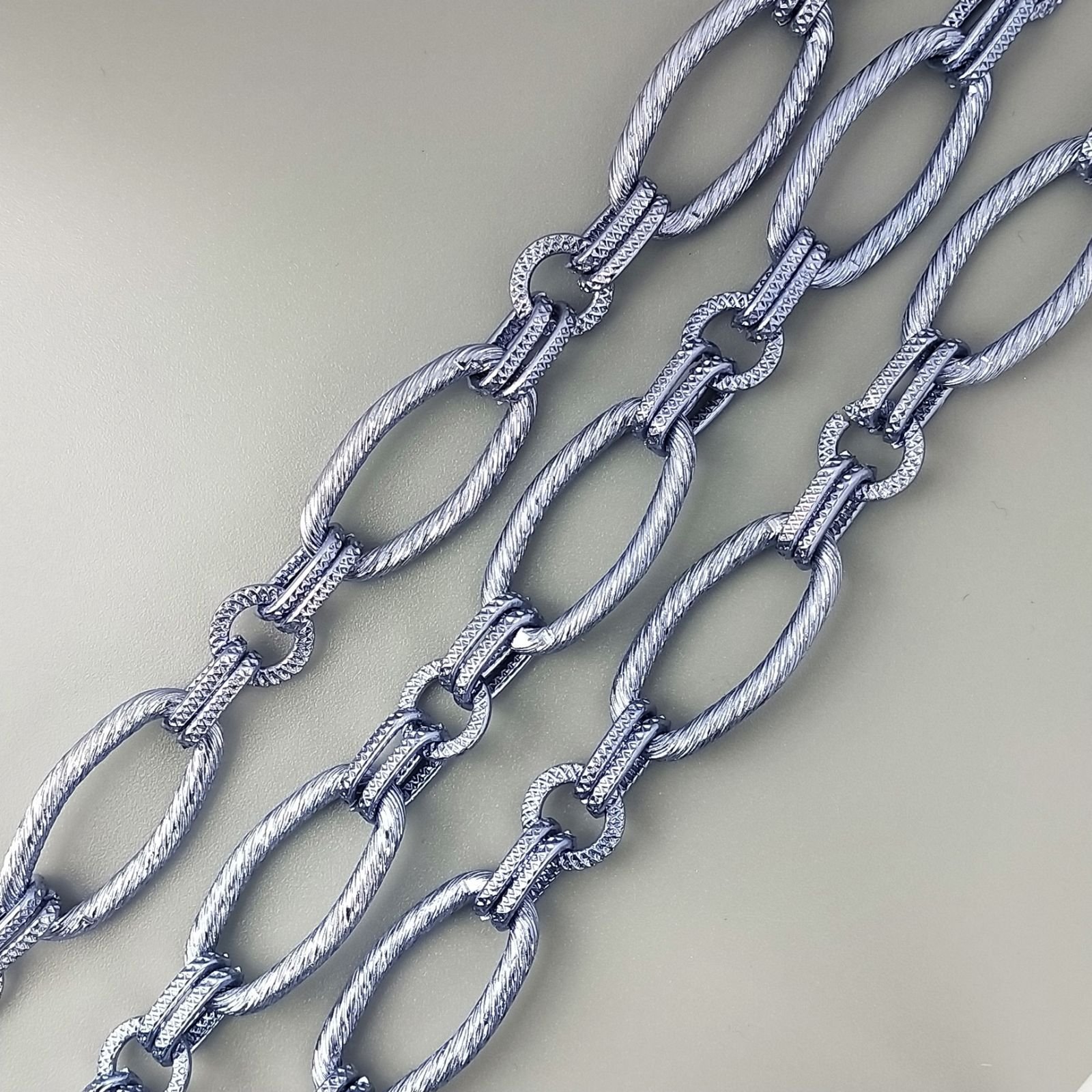 Catena Di Alluminio Forma Ovale Smaltato 13X28mm-Greco Ciano 1mt