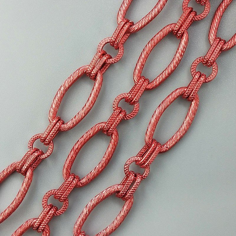 Catena Di Alluminio Forma Ovale Smaltato 13X28mm-Rosso 1mt