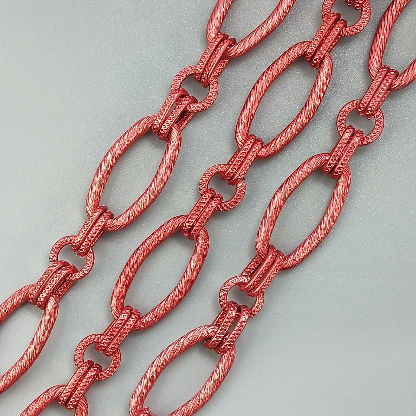 Catena Di Alluminio Forma Ovale Smaltato 13X28mm-Rosso 1mt