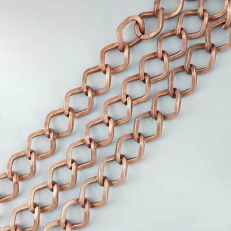 Catena Di Rame Forma Rombo Twist 12X16mm-Rame Antico 1mt