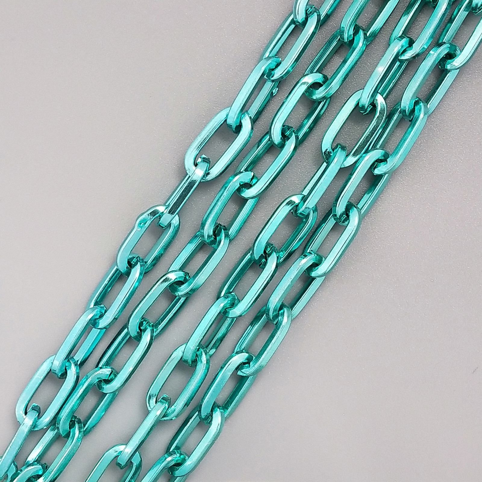 Catena Di Alluminio Forma Ovale Smaltato 08X15mm-Verde Acqua 1mt