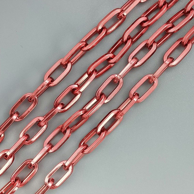 Catena Di Alluminio Forma Ovale Smaltato 08X15mm-Rosso 1mt