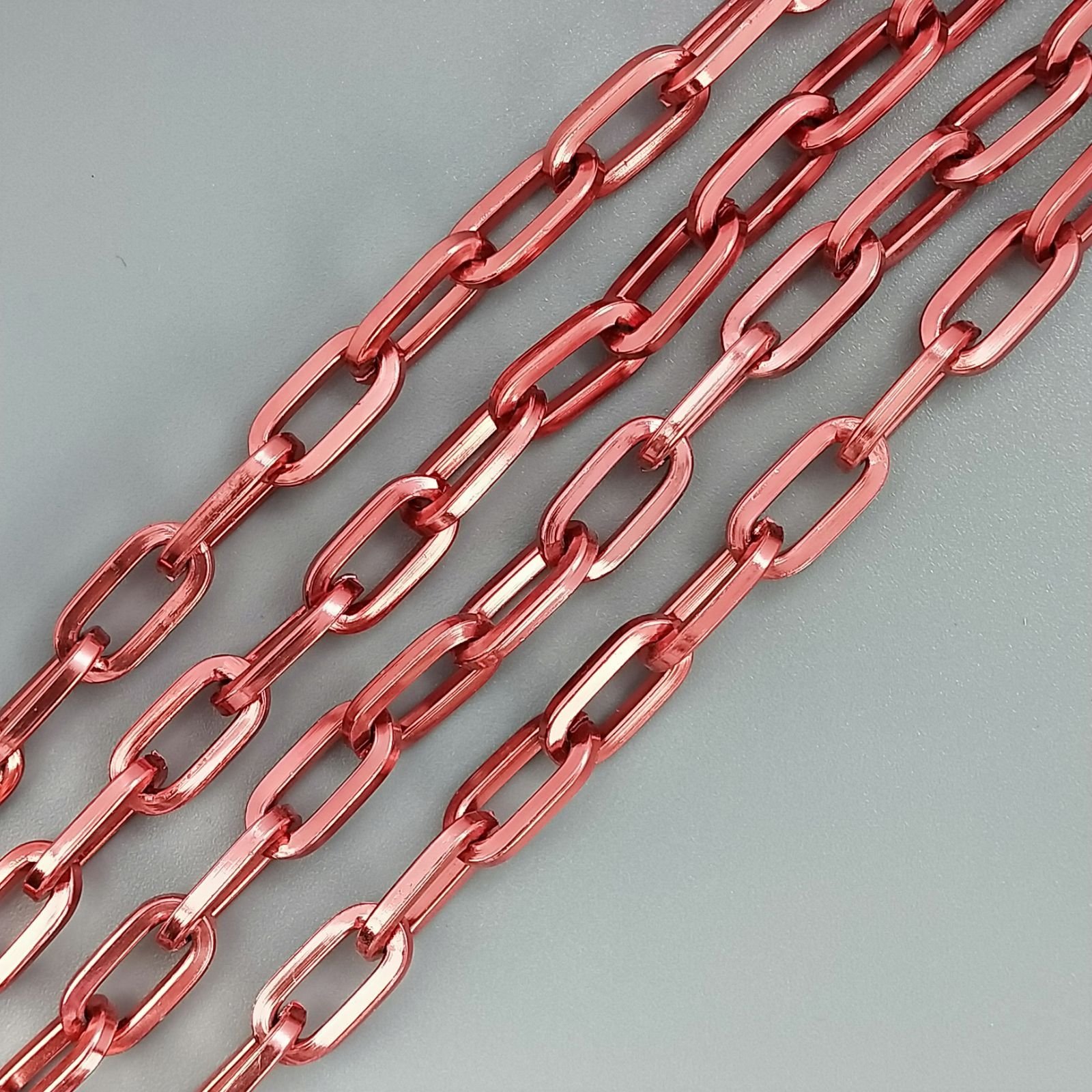Catena Di Alluminio Forma Ovale Smaltato 08X15mm-Rosso 1mt
