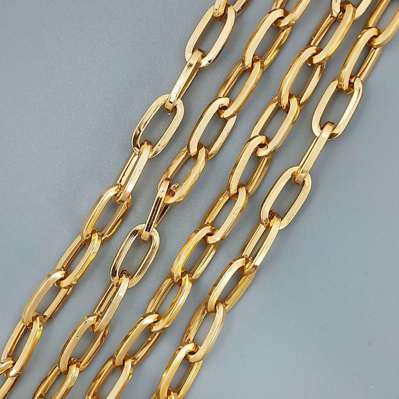 Catena Di Alluminio Forma Ovale Smaltato 08X15mm-Dorato 1mt