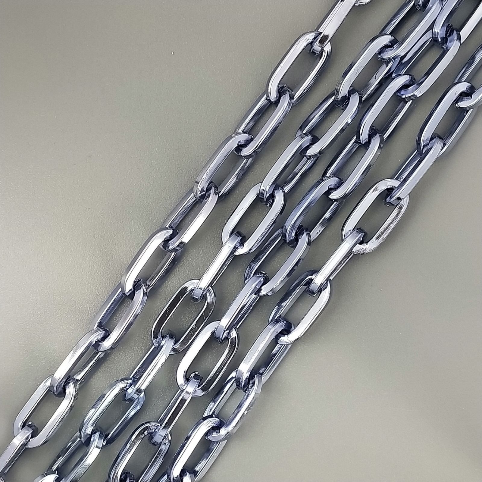 Catena Di Alluminio Forma Ovale Smaltato 08X15mm-Greco Ciano 1mt