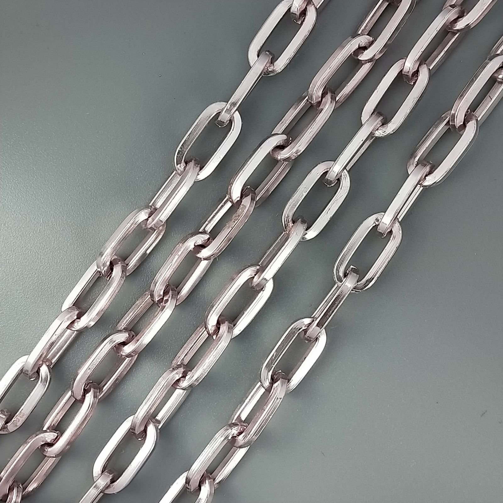 Catena Di Alluminio Forma Ovale Smaltato 08X15mm-Rosa Chiaro 1mt