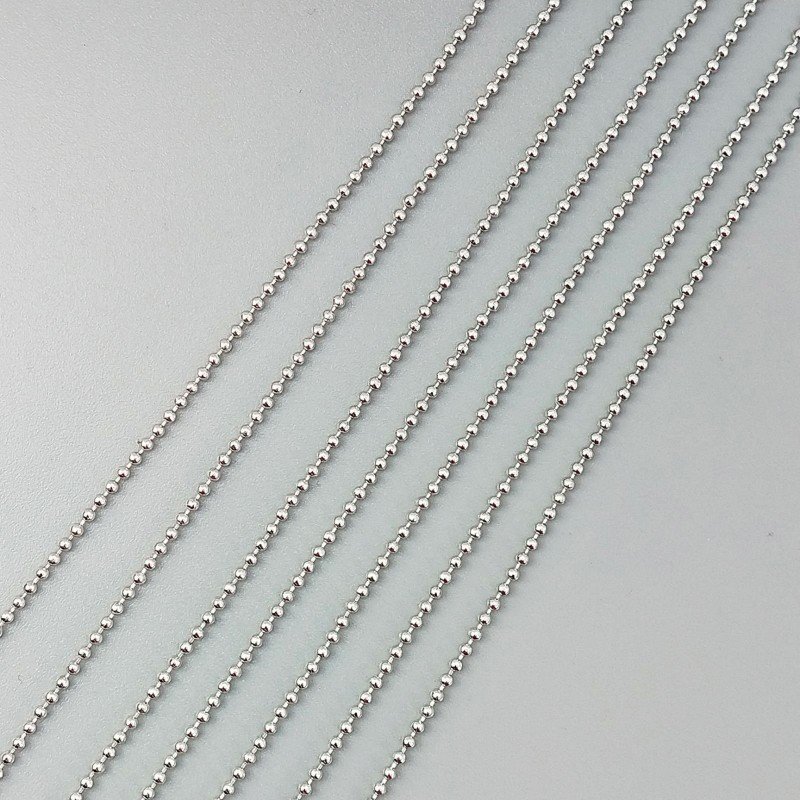 Catena Di Acciao A Pallina 01mm- Rodiato 1mt