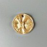 Ciondolo In Zama Opaco Forma Tondo Piatto Martellato 30mm-Dorato 1pz