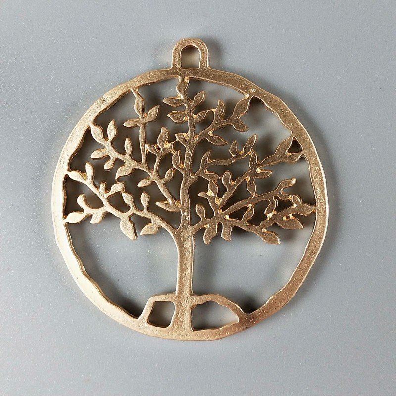 Ciondolo In Zama Opaco Forma Albero Della Vita 58mm-Dorato 1pz