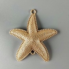 Connettore In Zama Opaco Forma Stella Marina Lavorato Filigrana 64mm-Dorato 1pz