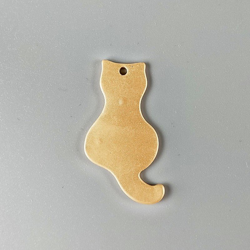 Ciondolo In Zama Opaco Forma Gatto 38X20mm-Dorato 1pz