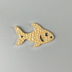 Connettore In Zama Opaco Forma Pesce Martellato 33X22mm-Dorato 1pz