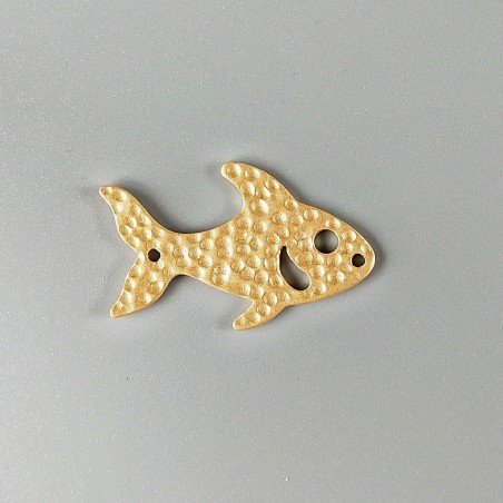 Connettore In Zama Opaco Forma Pesce Martellato 33X22mm-Dorato 1pz