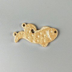Ciondolo In Zama Opaco Forma Pesce Martellato 41X16mm-Dorato 1pz