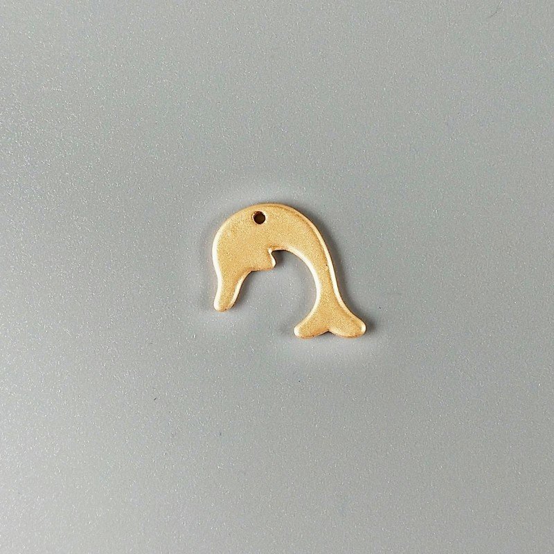 Ciondolo In Zama Opaco Forma Delfino 17X13mm-Dorato 1pz
