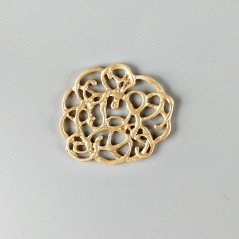 Connettore In Zama Opaco Forma Fantasia Lavorato Filigrana 33X30mm-Dorato 1pz