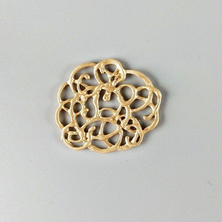 Connettore In Zama Opaco Forma Fantasia Lavorato Filigrana 33X30mm-Dorato 1pz