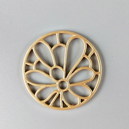 Connettore In Zama Opaco Forma Cerchio Lavorato 40mm-Dorato 1pz