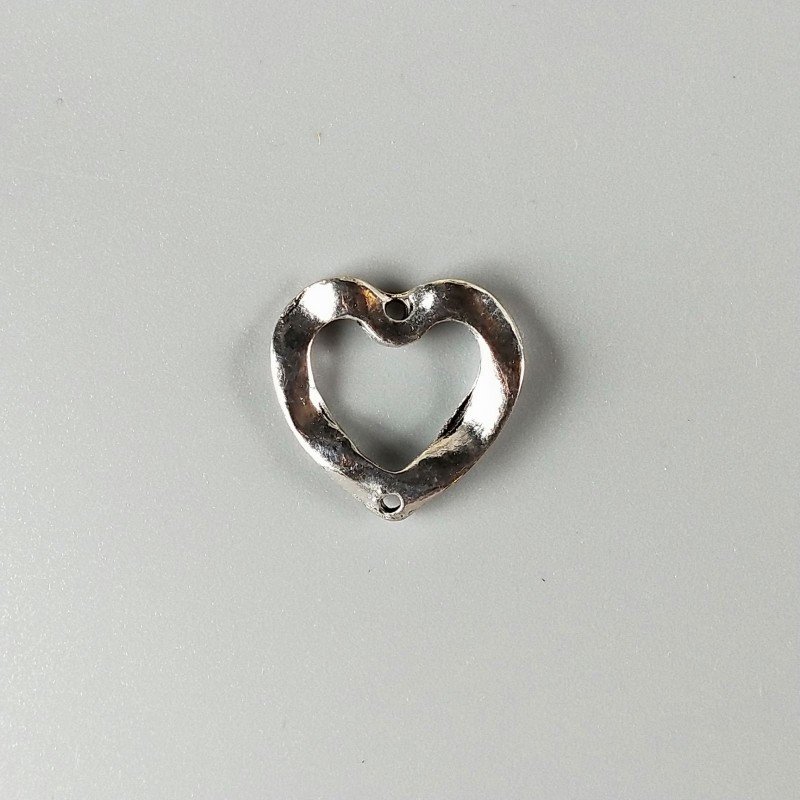 Connettore In Zama Forma Cuore 21X19mm-Argentato 1pz