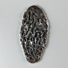 Connettore In Zama Forma Ovale Filigrana Ossidata 28X58mm-Argentato 1pz