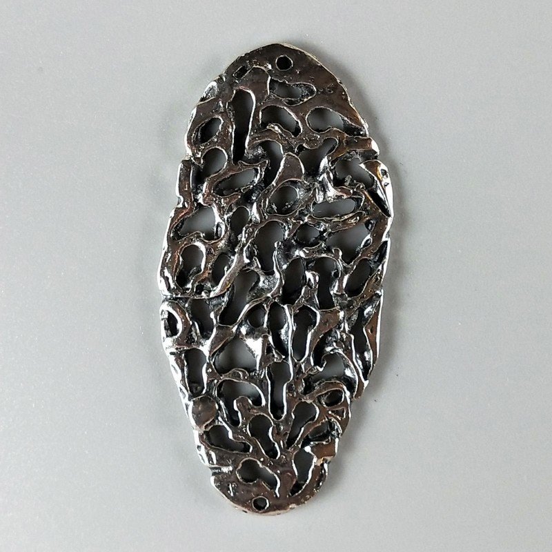 Connettore In Zama Forma Ovale Filigrana Ossidata 28X58mm-Argentato 1pz