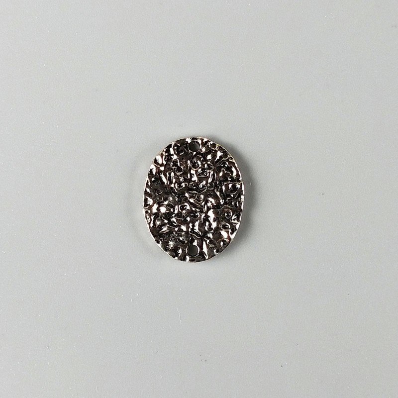 Connettore In Zama Forma Ovale Martellato Ossidata 18X23mm-Argentato 1pz