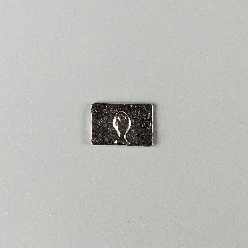 Connettore In Zama Forma Rettangolo Martellato Pesce Ossidata 18X12mm-Argentato 1pz