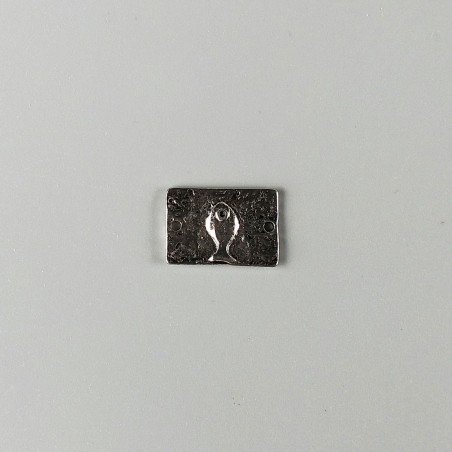 Connettore In Zama Forma Rettangolo Martellato Pesce Ossidata 18X12mm-Argentato 1pz