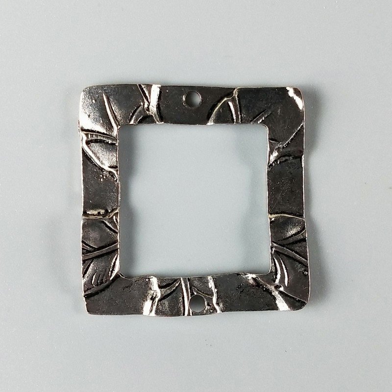 Connettore In Zama Forma Quadrata Ossidata Martellato 42mm-Argentato 1pz