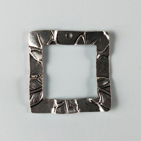 Connettore In Zama Forma Quadrata Ossidata Martellato 42mm-Argentato 1pz