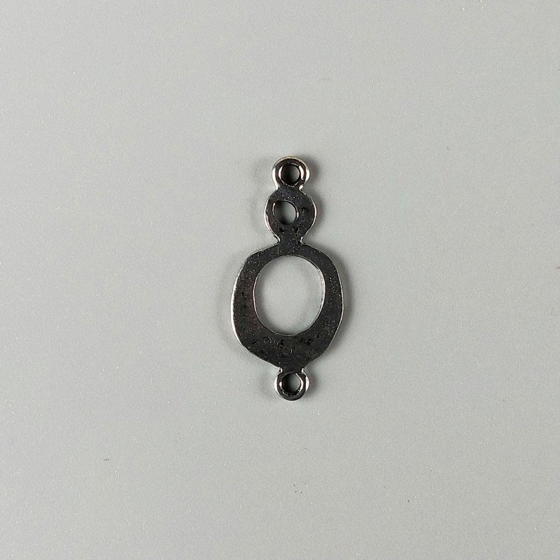 Connettore In Zama Forma Fantasia Doppio Gancio 31X14mm -Argentato 1pz