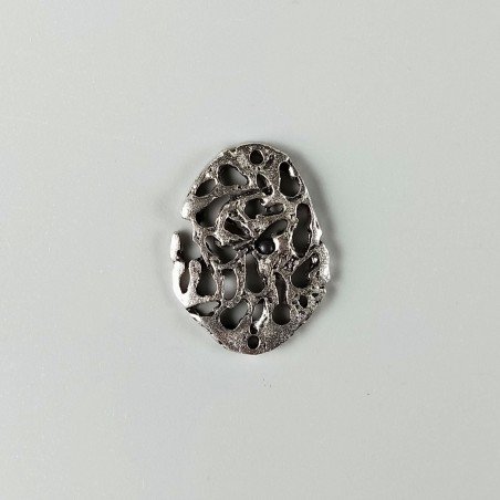 Connettore In Zama Forma Ovale Filigrana Ossidata 22X30mm-Argentato 1pz
